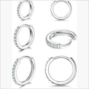 925 Sterling Silver Small Hoop Earrings Cubic Zirconia Huggie Hoop Earrings